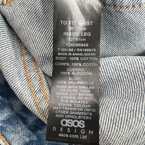 ASOS High Rise Distressed Medium Wash 5-Pocket Cotton Denim Jeans Womens 28/32 - Picture 10 of 12